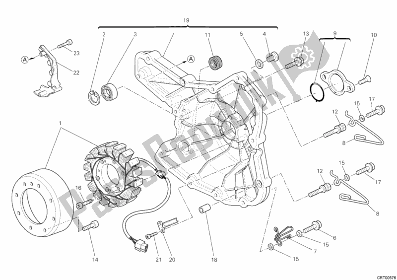 Alle onderdelen voor de Generator Deksel van de Ducati Hypermotard 1100 EVO USA 2012
